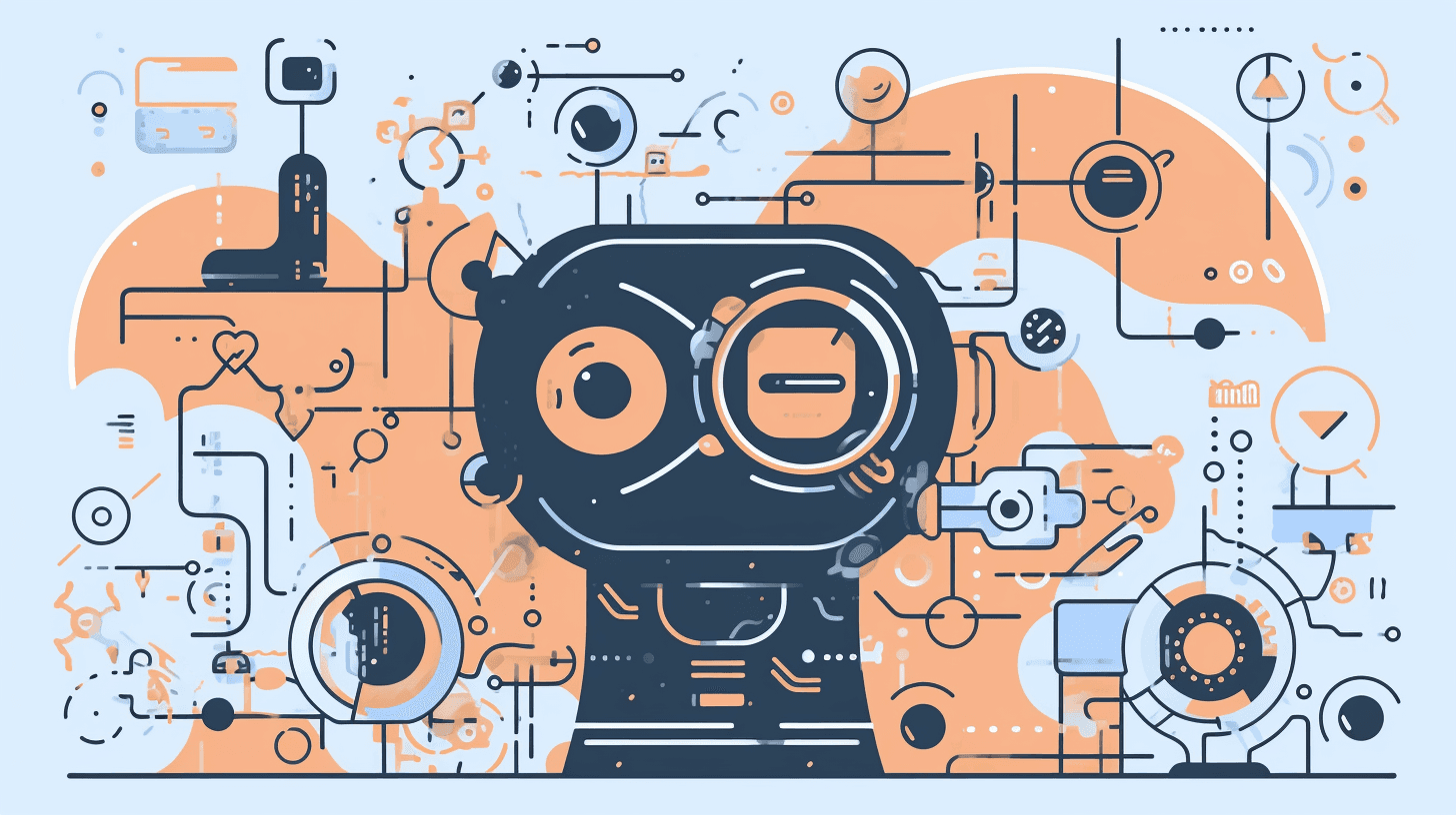 Chatbot seamlessly handling a long conversation with multiple context techniques, surrounded by gears